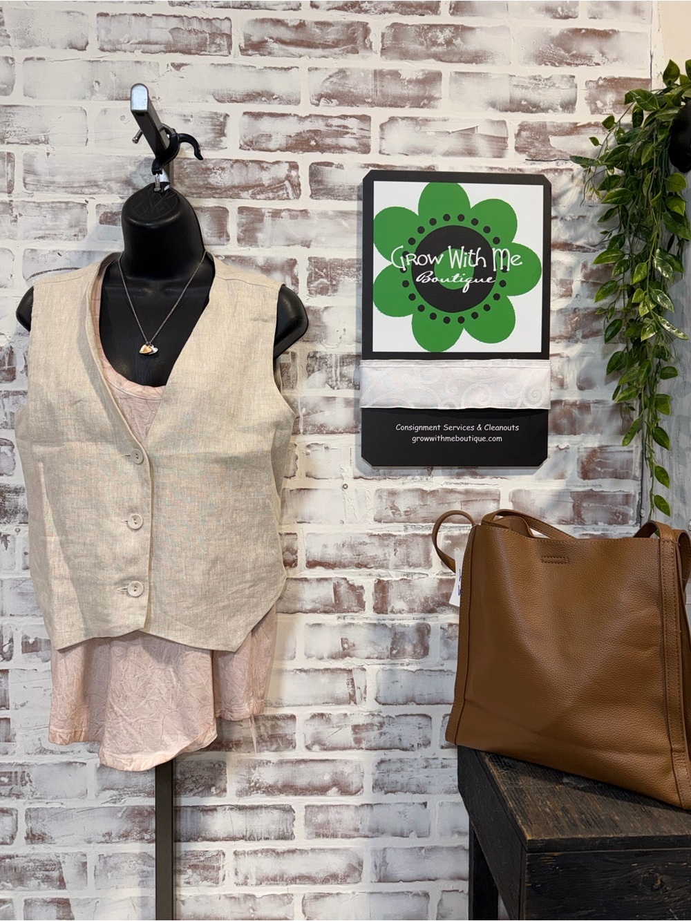Miou muse Beige Linen Vest Top